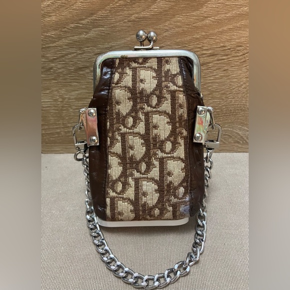 Authentic Christian Dior Vintage Coin Case/ Trotter Pen Case Rare Brown & Tan - Picture 1 of 14